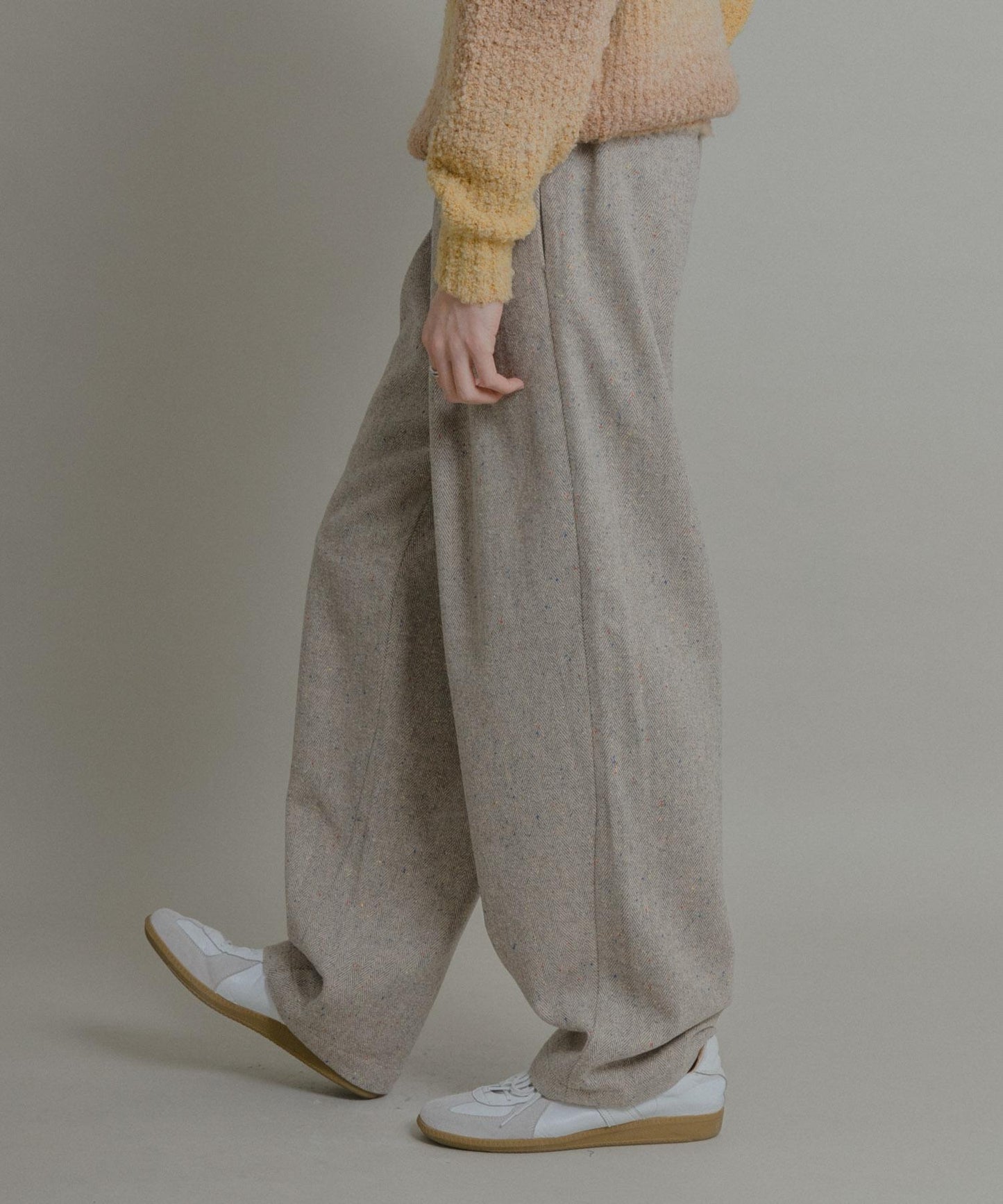 彩色斑點一褶桶型褲