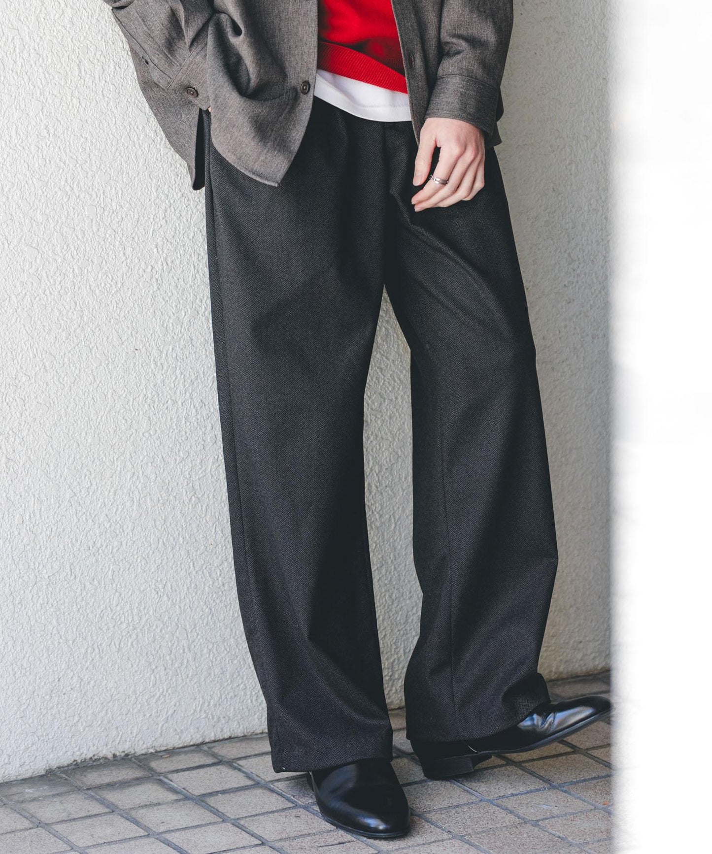 磨毛休閒寬腿褲