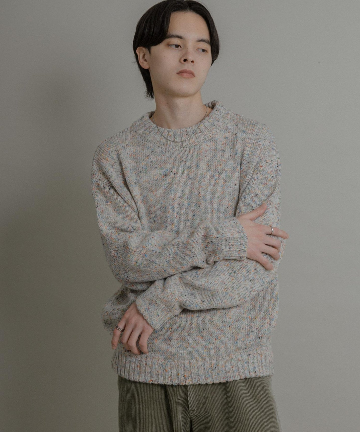 可水洗彩色紗點針織套頭衫