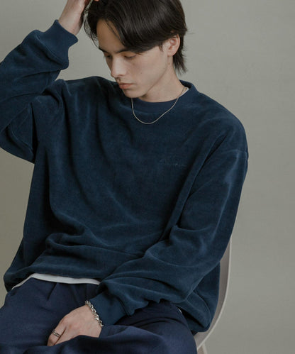 針織抓絨圓領套頭衫