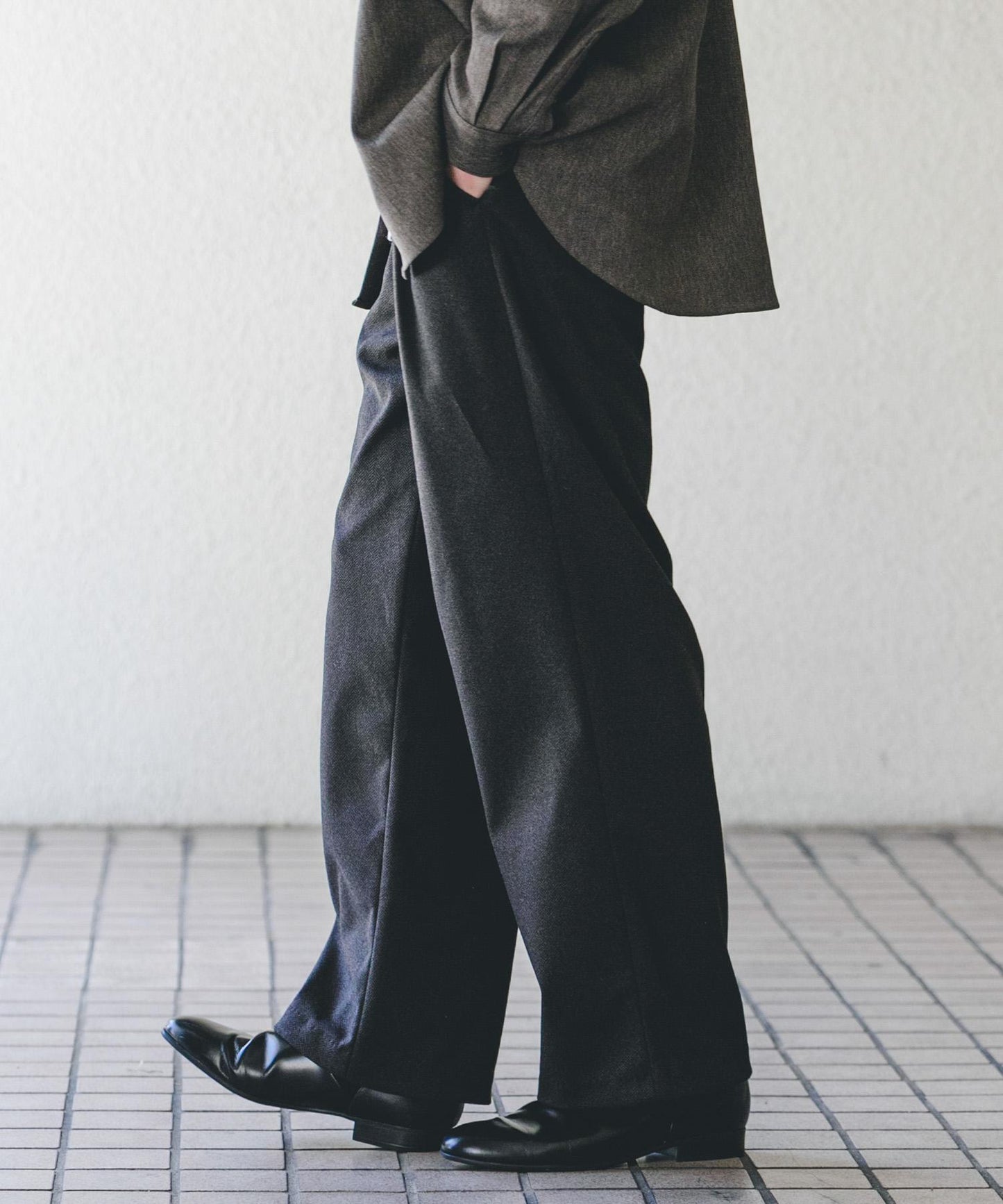 磨毛休閒寬腿褲