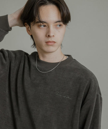 針織抓絨圓領套頭衫