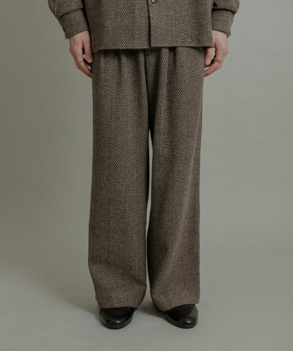 仿羊毛人字紋寬腿褲