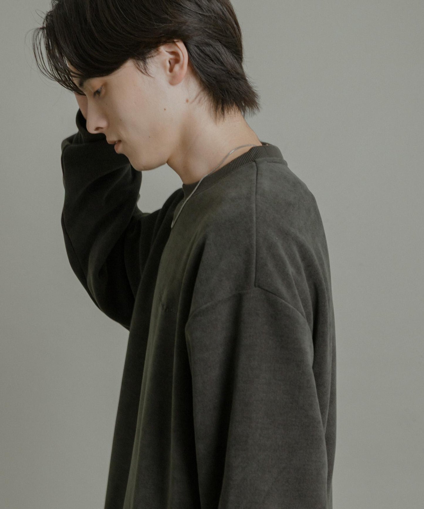 針織抓絨圓領套頭衫