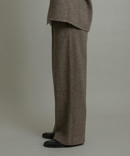 仿羊毛人字紋寬腿褲