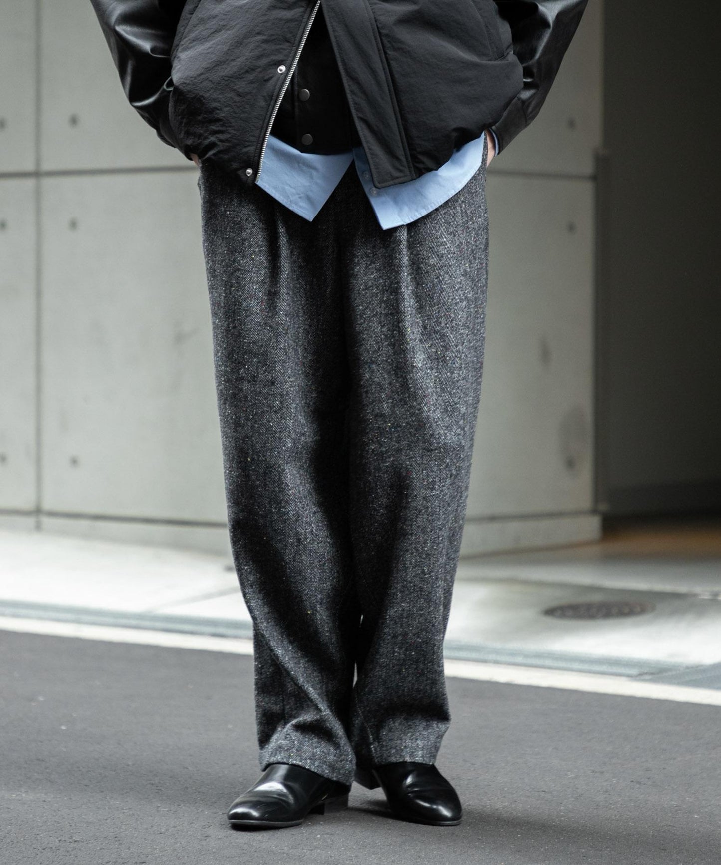 彩色斑點一褶桶型褲