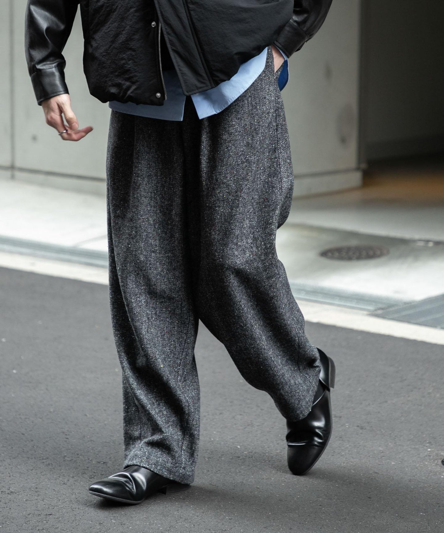 彩色斑點一褶桶型褲