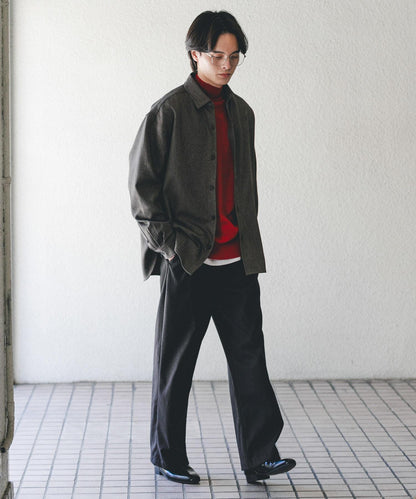 磨毛休閒寬腿褲