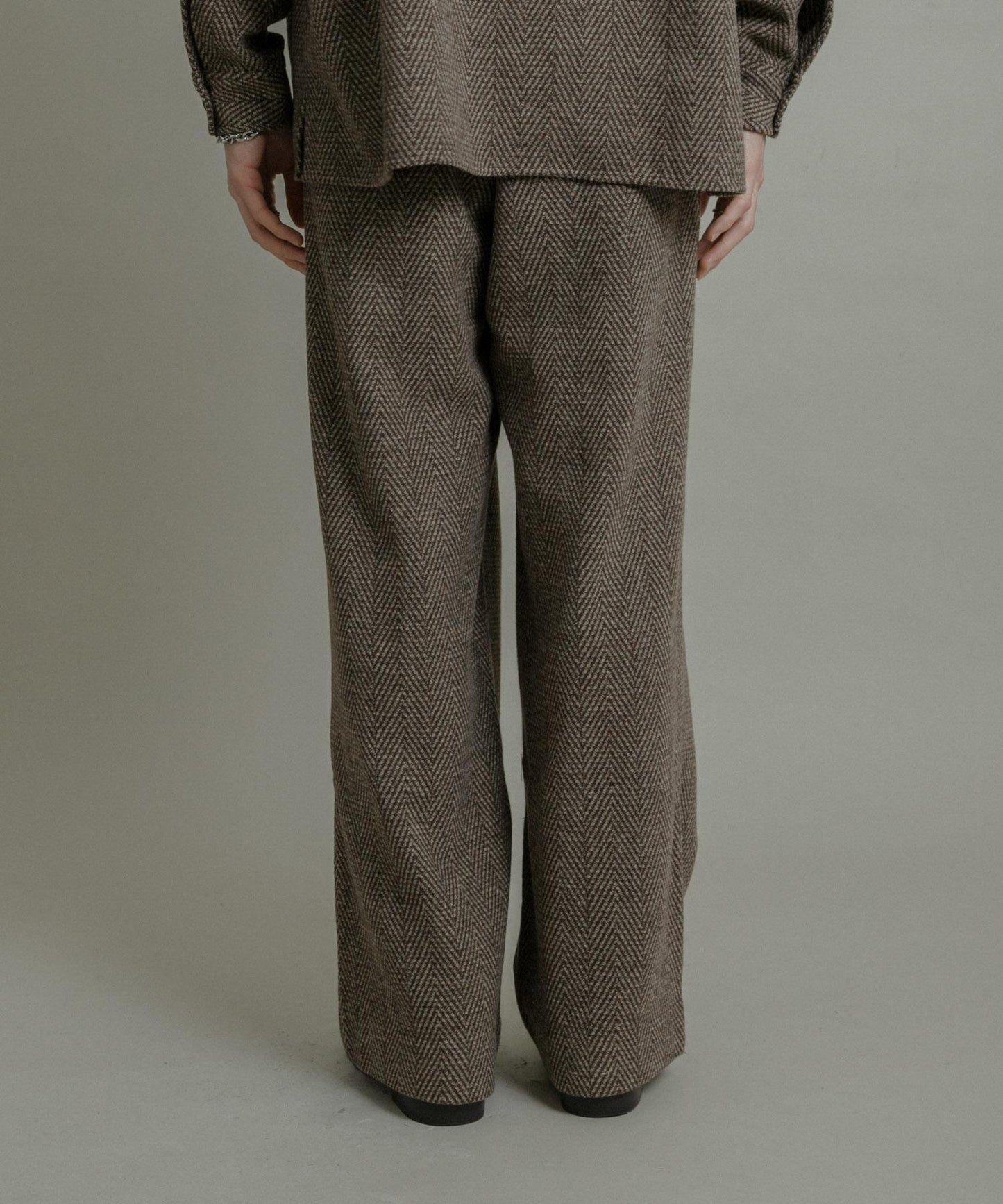 仿羊毛人字紋寬腿褲