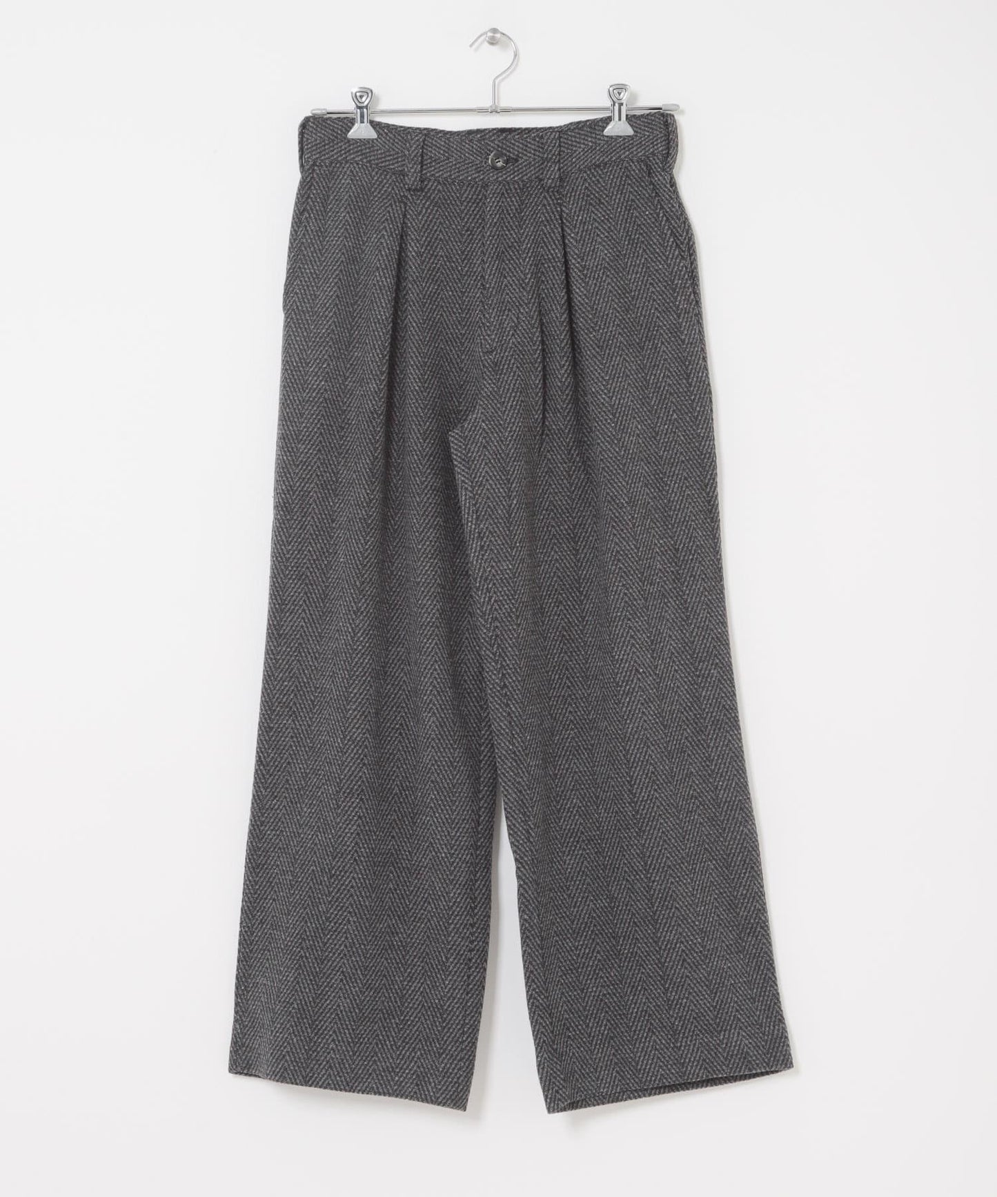 仿羊毛人字紋寬腿褲