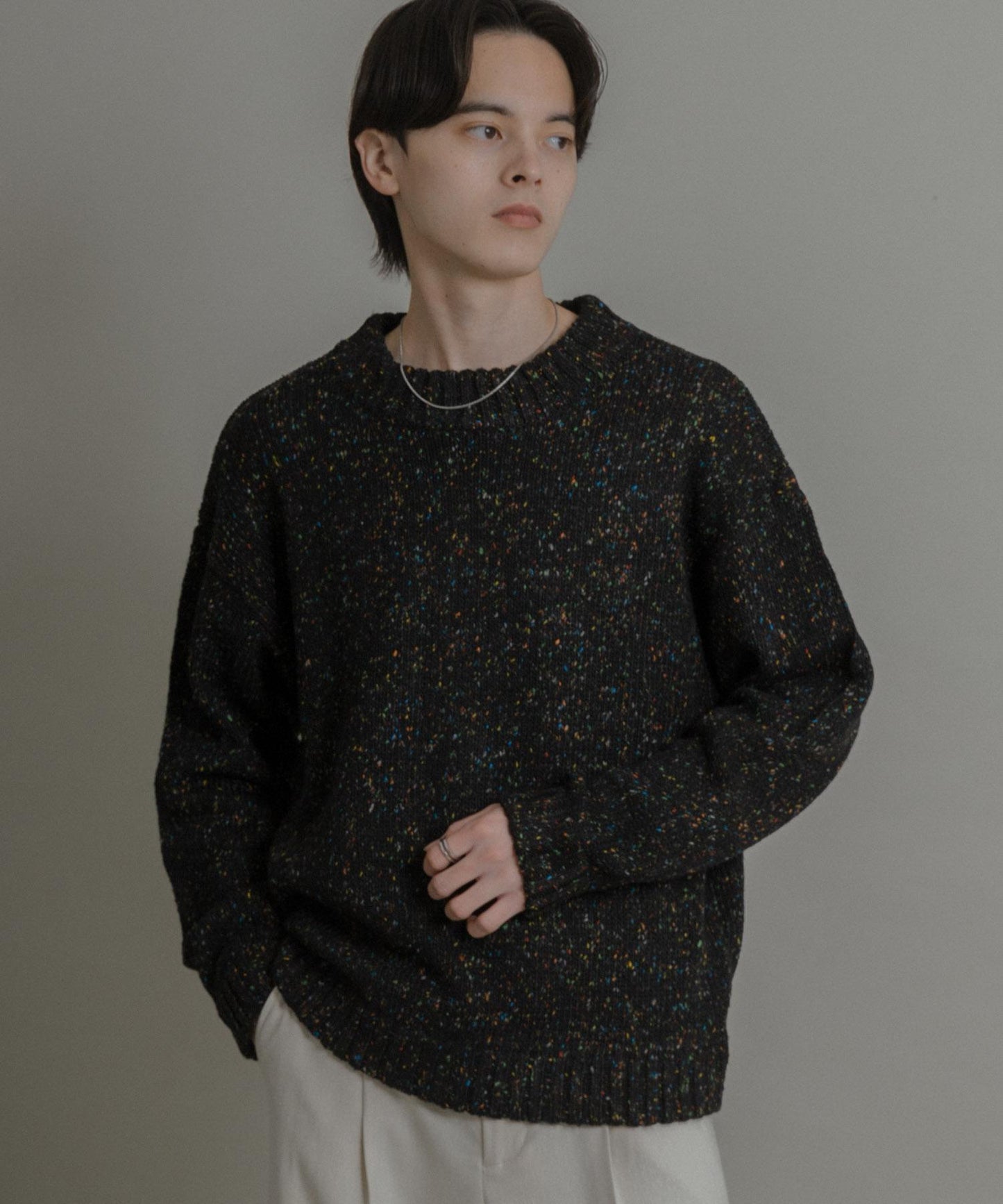 可水洗彩色紗點針織套頭衫