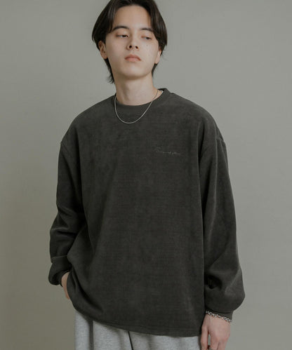 針織抓絨圓領套頭衫