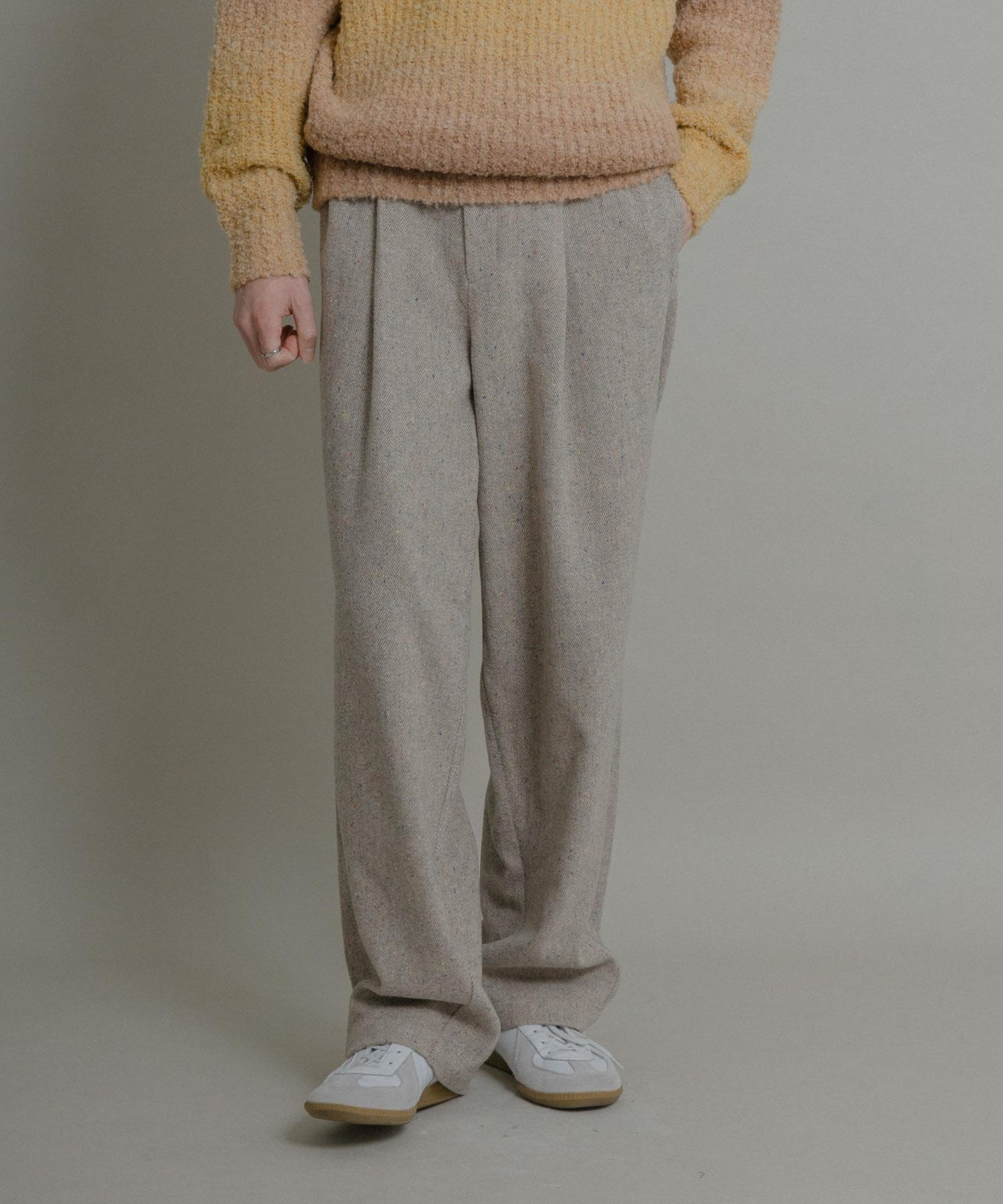 彩色斑點一褶桶型褲