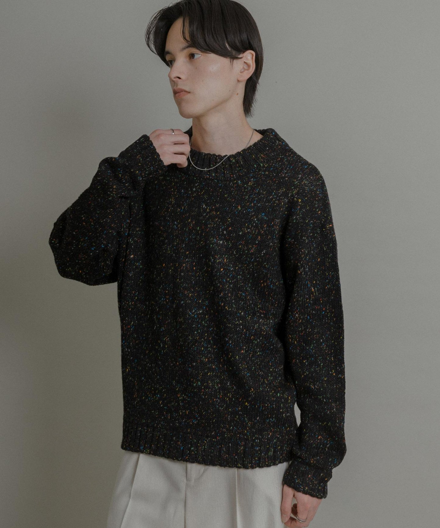 可水洗彩色紗點針織套頭衫