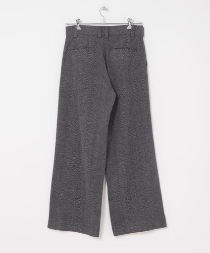 仿羊毛人字紋寬腿褲