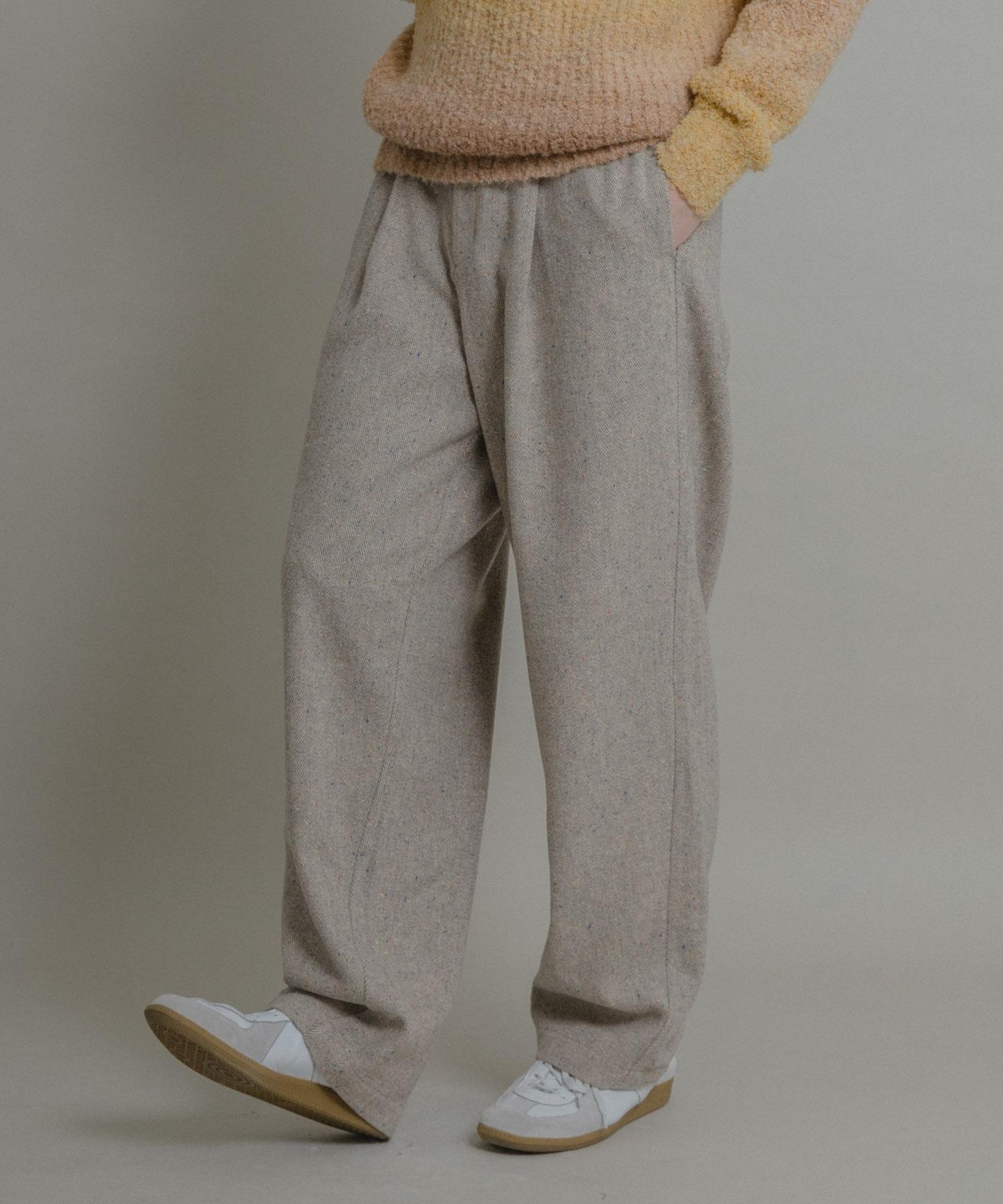 彩色斑點一褶桶型褲