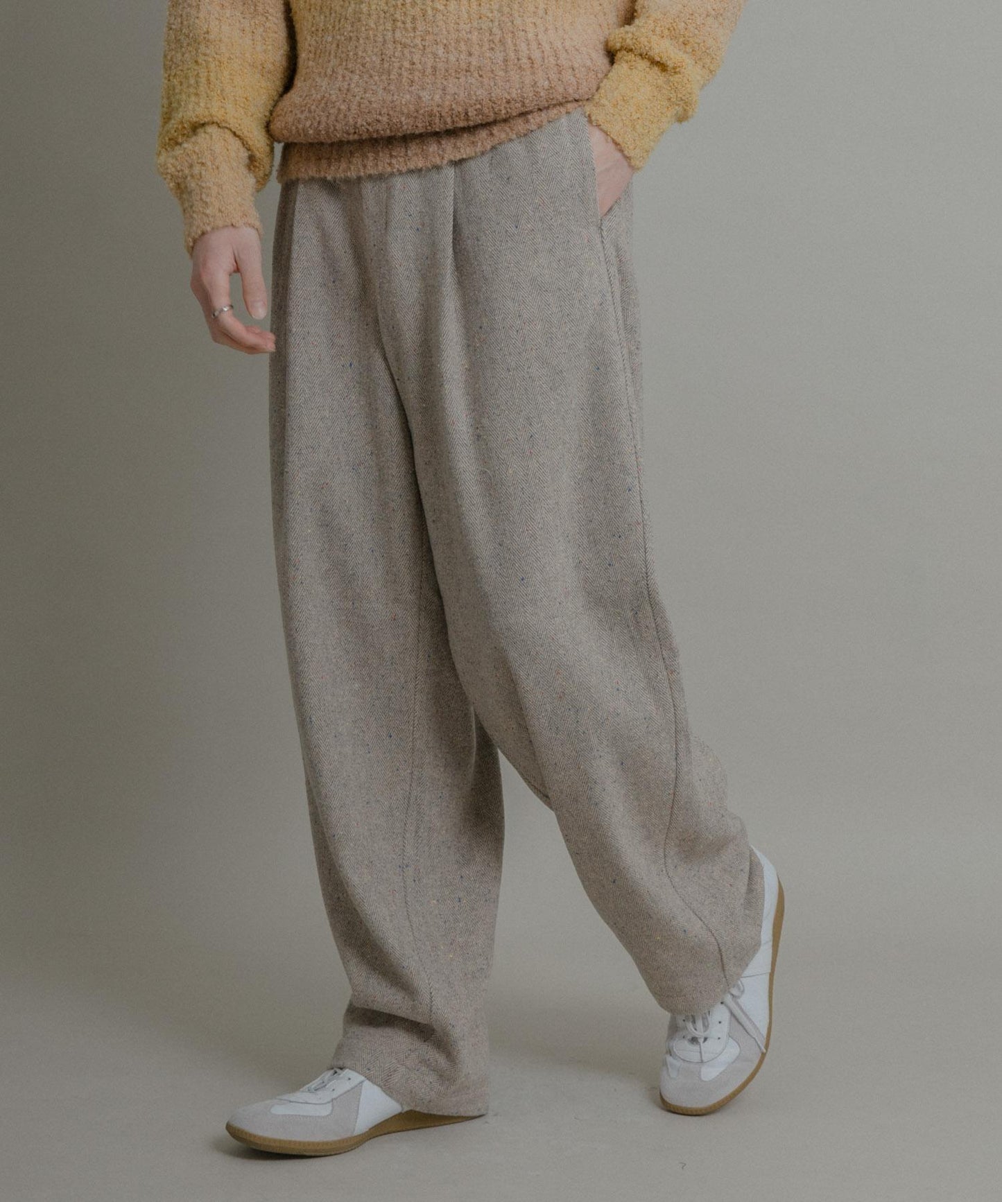 彩色斑點一褶桶型褲