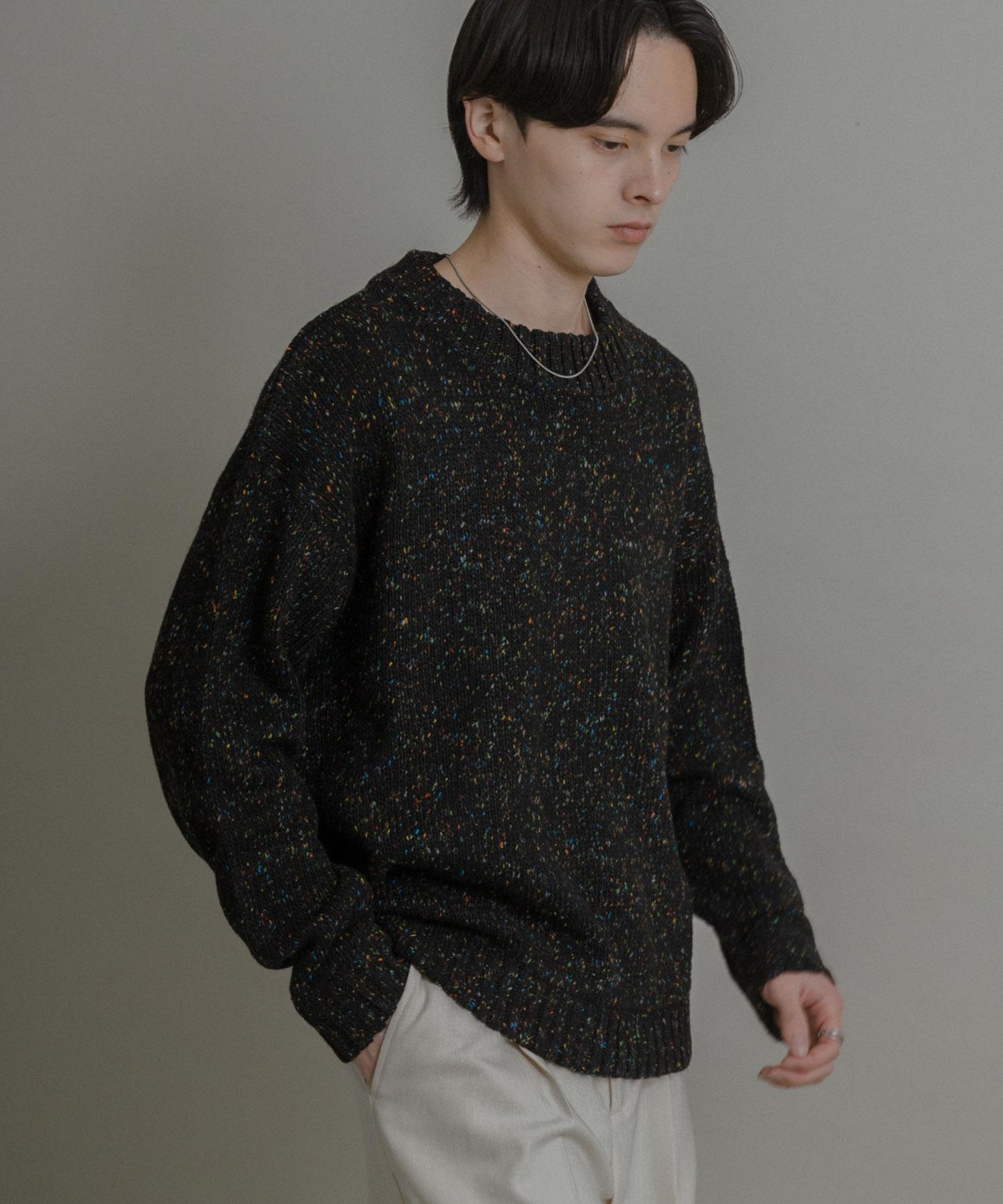 可水洗彩色紗點針織套頭衫