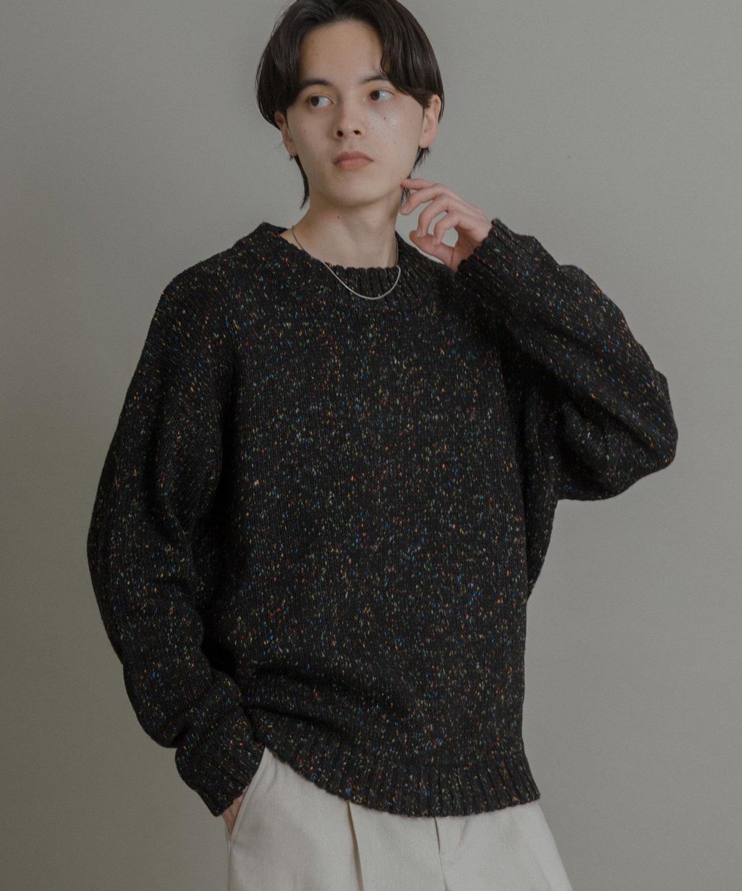 可水洗彩色紗點針織套頭衫