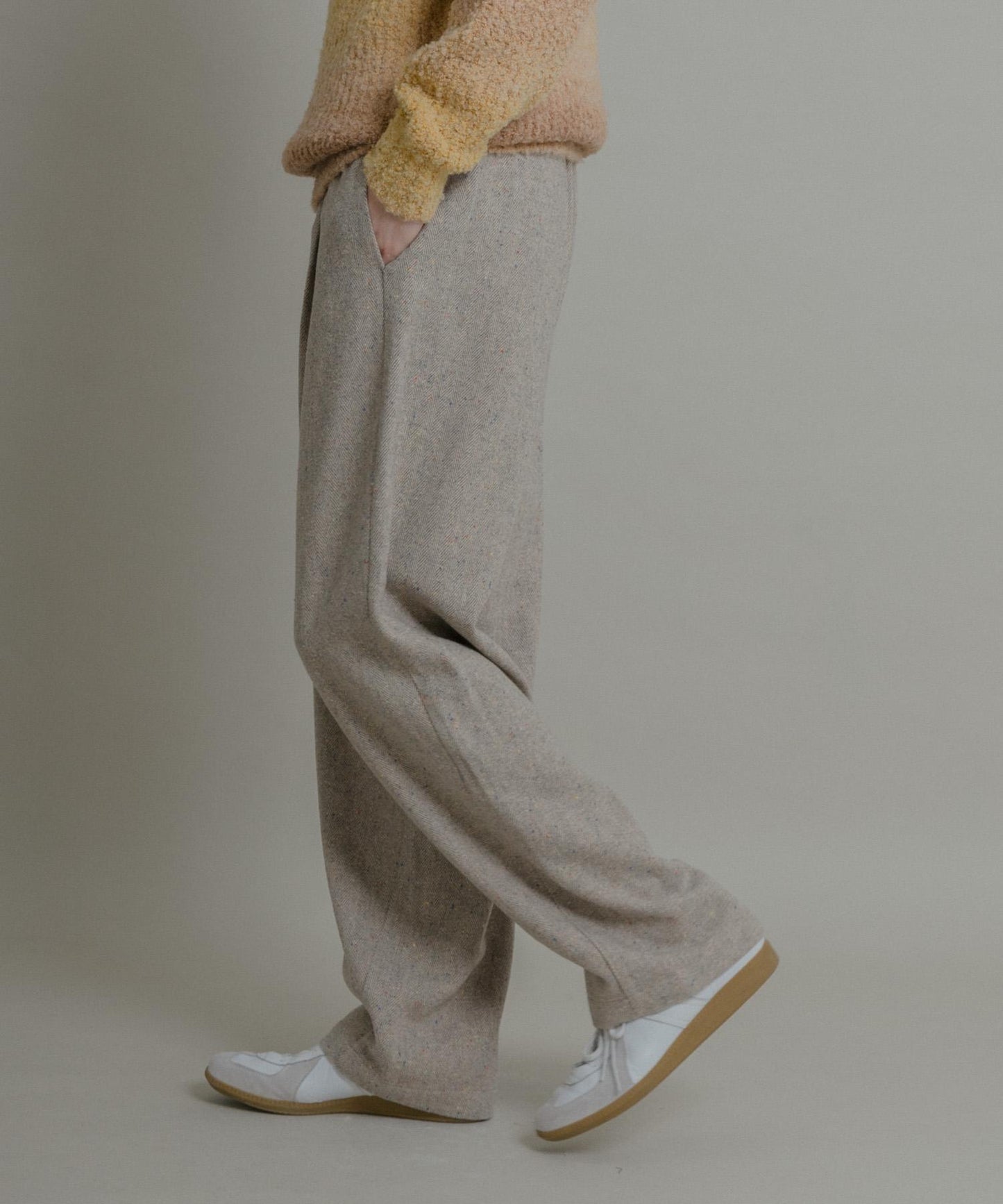 彩色斑點一褶桶型褲