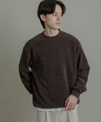 針織抓絨圓領套頭衫