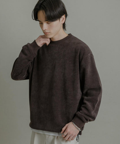 針織抓絨圓領套頭衫