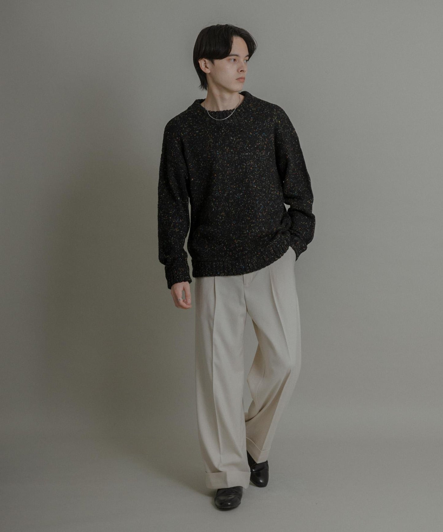 可水洗彩色紗點針織套頭衫