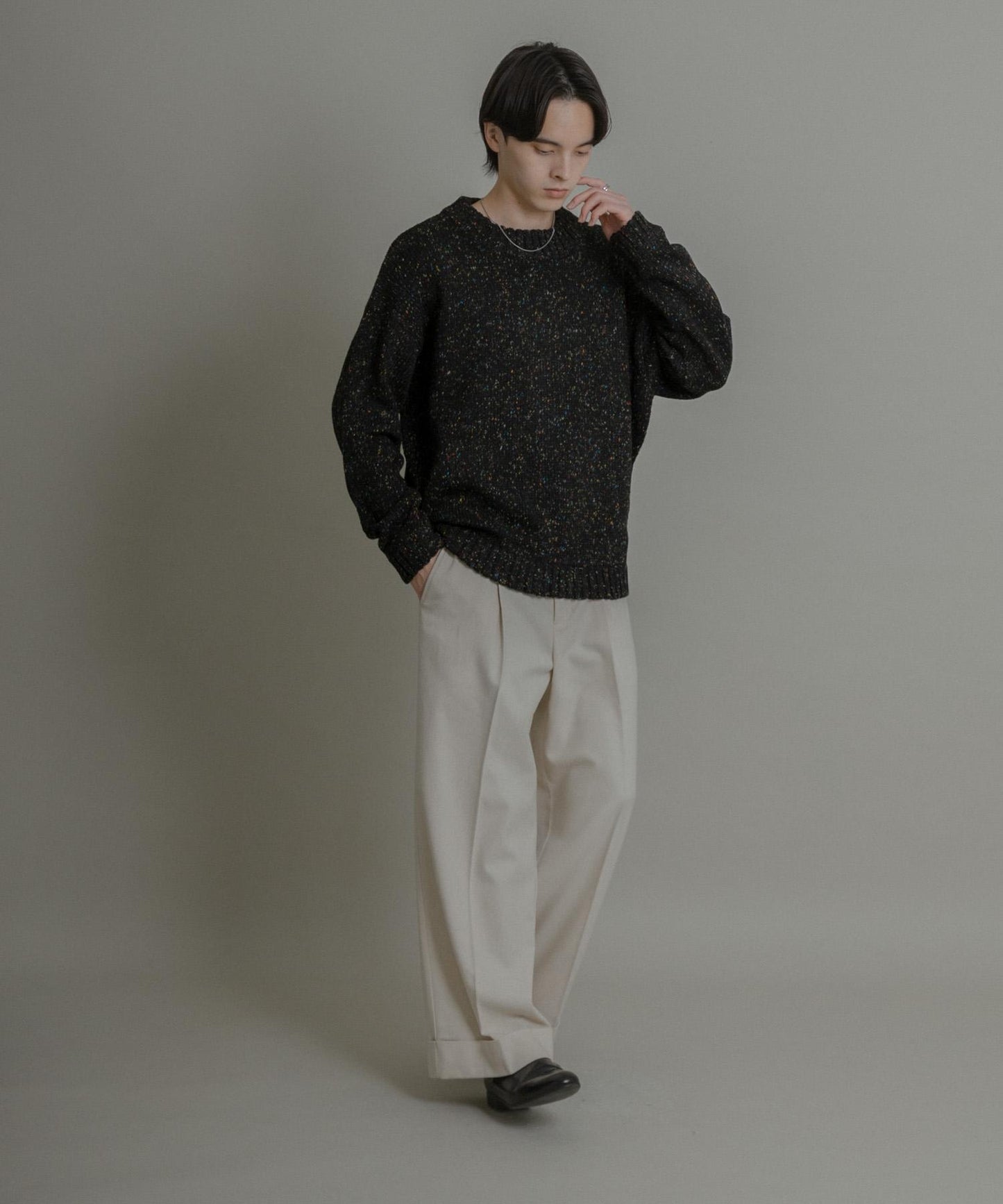 可水洗彩色紗點針織套頭衫