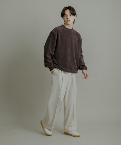 針織抓絨圓領套頭衫