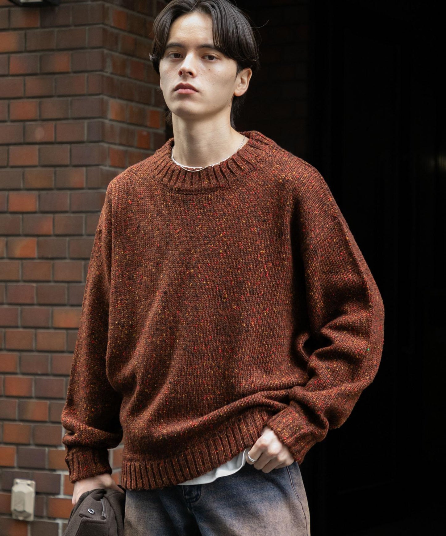 可水洗彩色紗點針織套頭衫