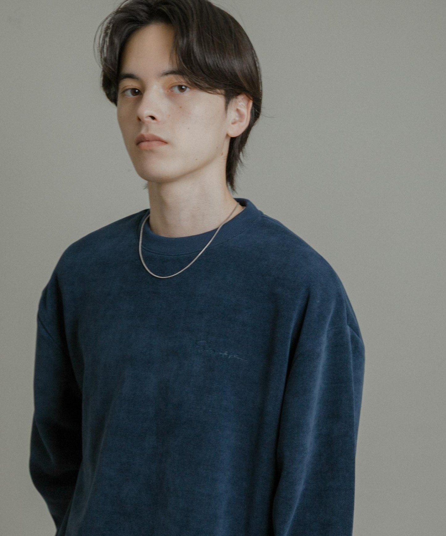 針織抓絨圓領套頭衫