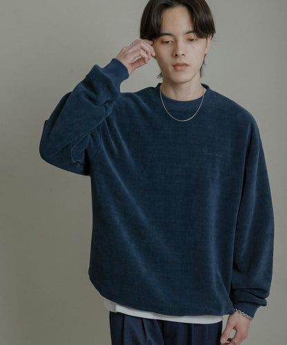 針織抓絨圓領套頭衫