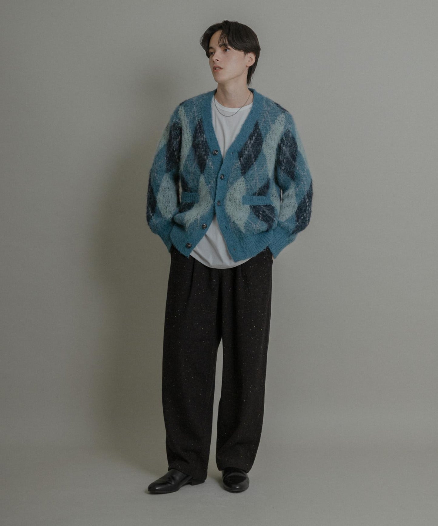 彩色斑點一褶桶型褲