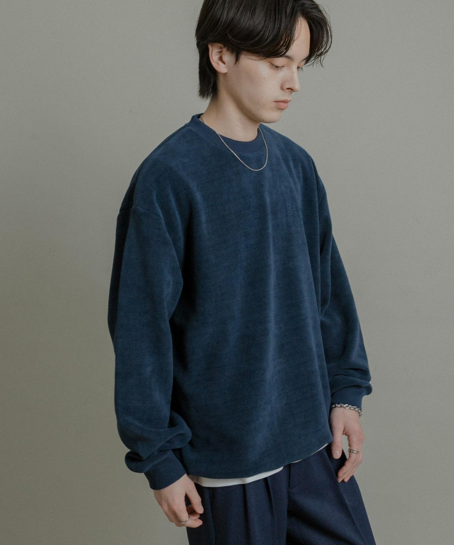 針織抓絨圓領套頭衫