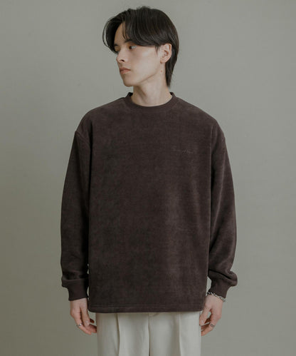 針織抓絨圓領套頭衫