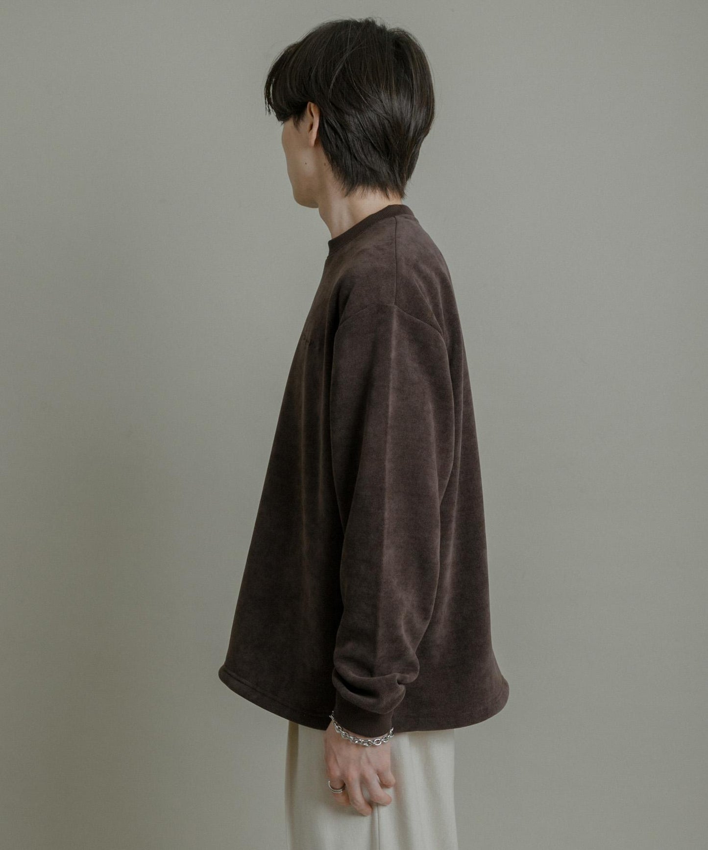 針織抓絨圓領套頭衫