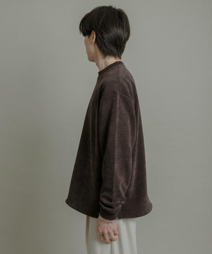 針織抓絨圓領套頭衫