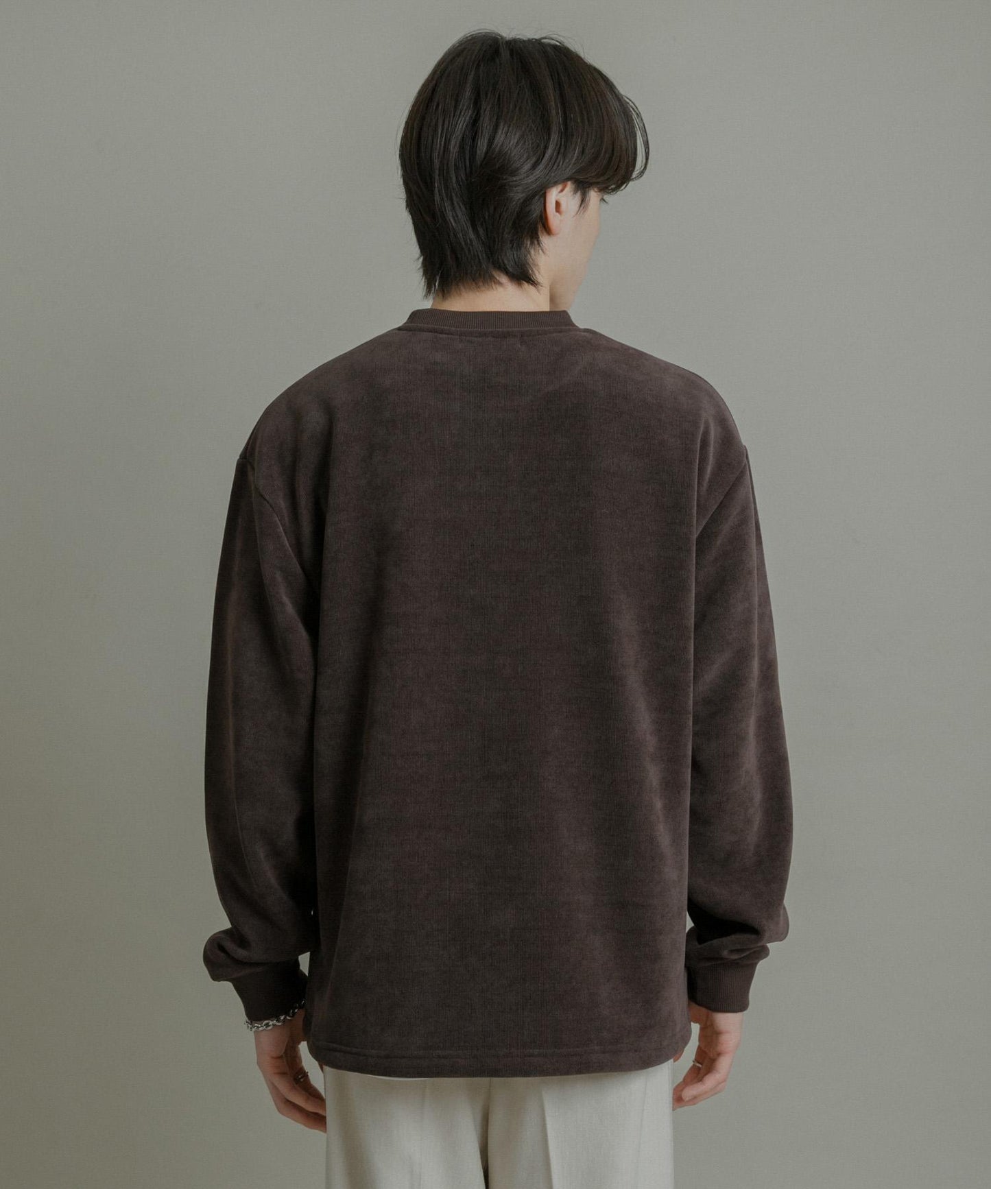 針織抓絨圓領套頭衫