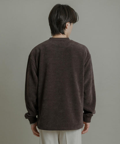 針織抓絨圓領套頭衫