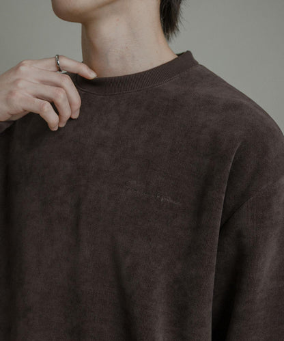 針織抓絨圓領套頭衫