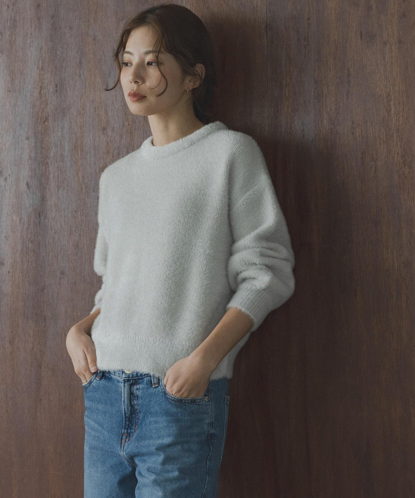 迷你羽毛雙面針織套頭衫