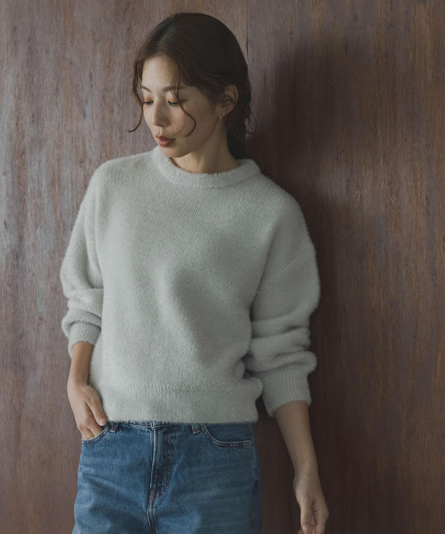 迷你羽毛雙面針織套頭衫