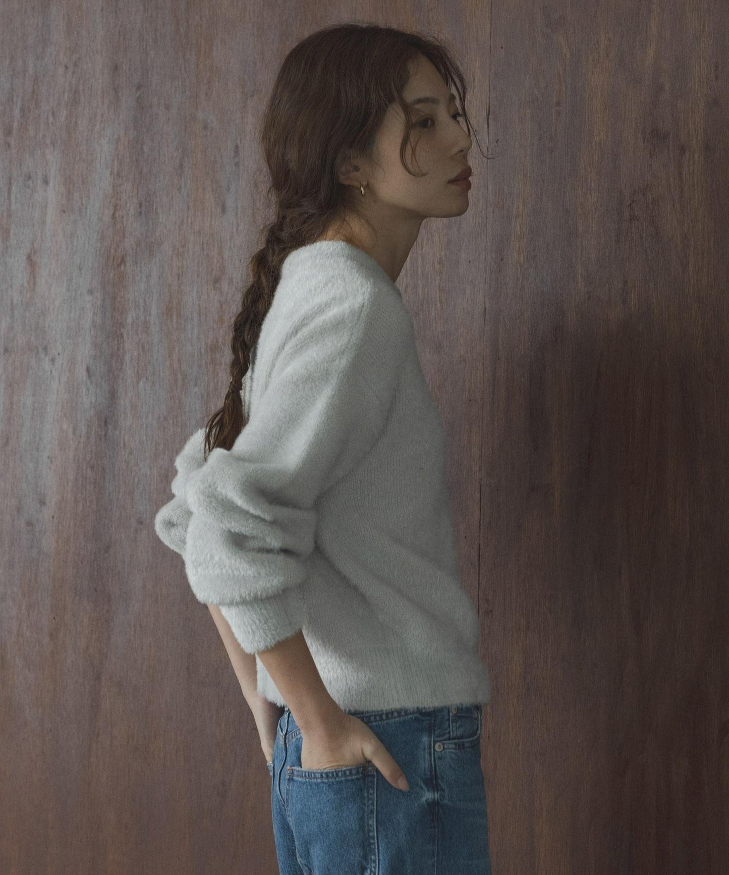 迷你羽毛雙面針織套頭衫