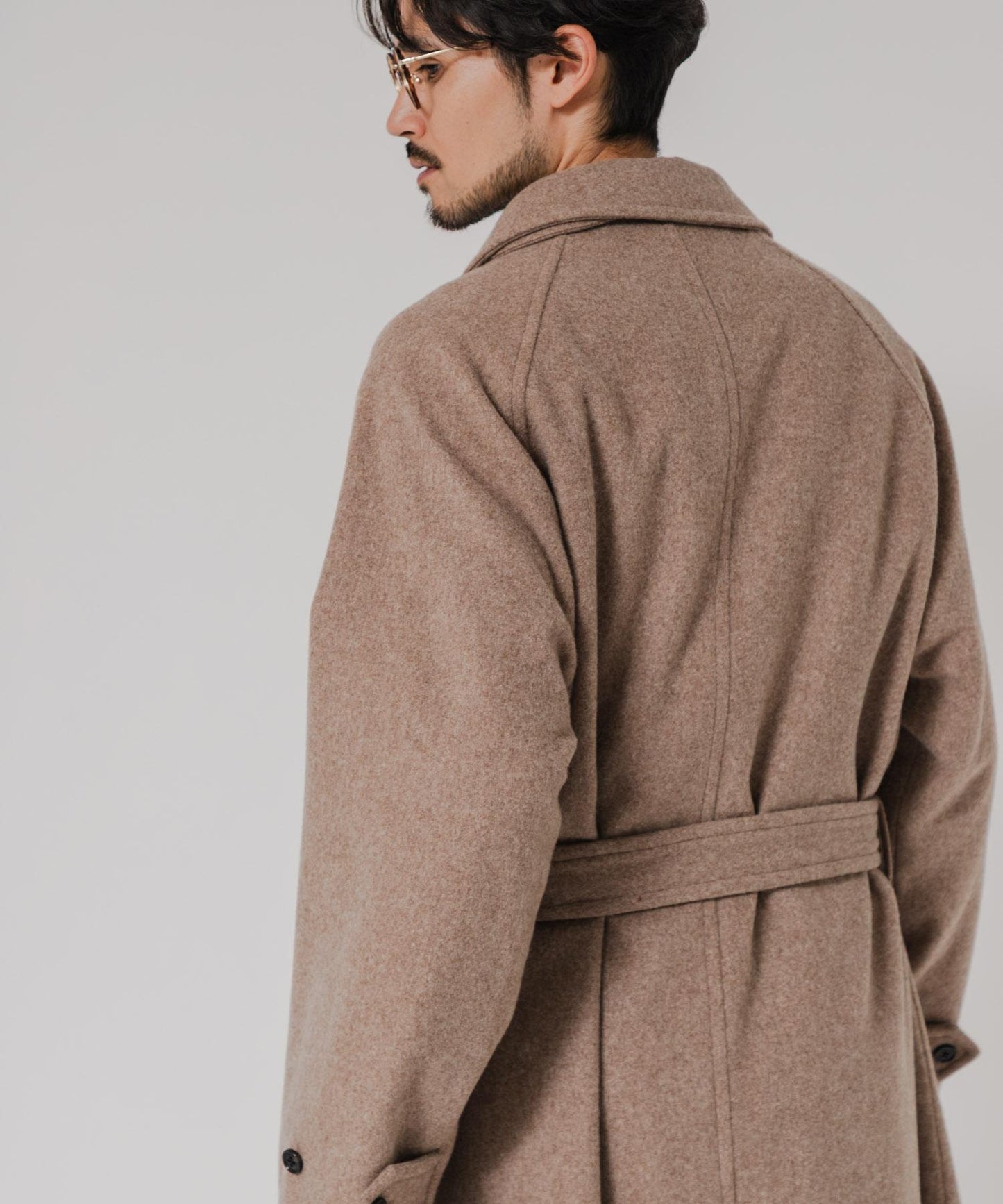 羊毛海狸呢繫帶大衣