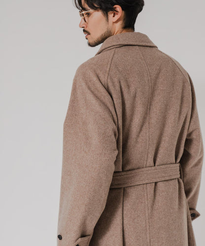 羊毛海狸呢繫帶大衣