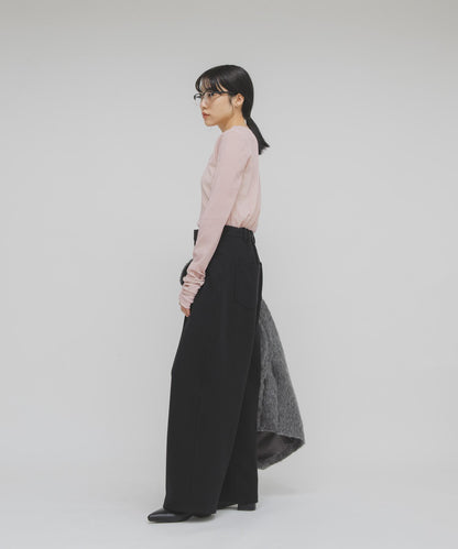 透視天鵝絨褶皺袖上衣