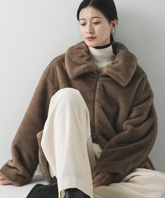 仿水貂毛絨外套