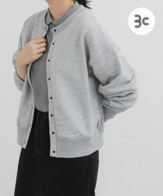 反絨內裡毛呢按扣開衫