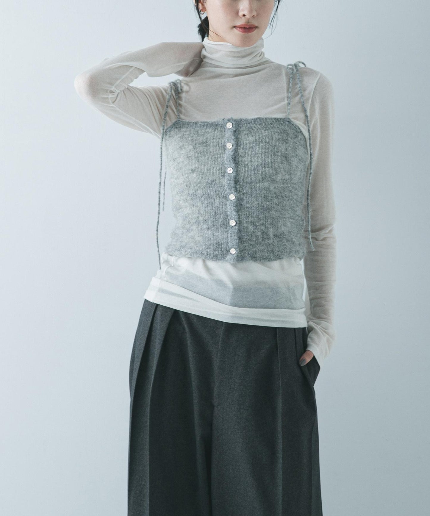 透視馬海毛吊帶背心