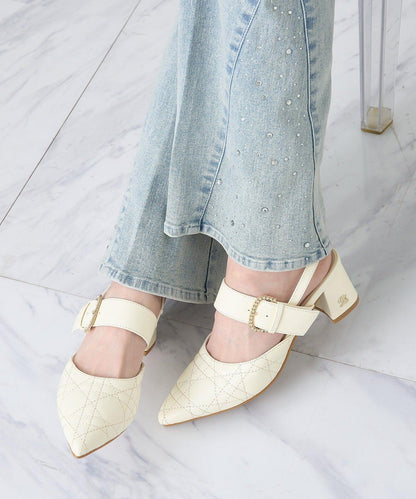 水鑽扣帶絎縫穆勒鞋